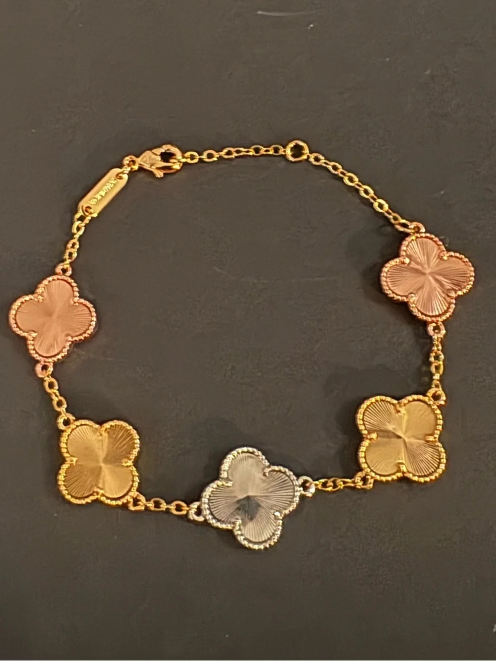 Stainless Steel Fashion Tri-Color Clover Chain Bracelet Rose Gold Yellow Silver